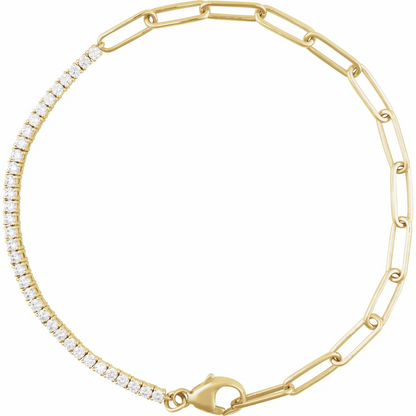 14K Yellow 1 CTW Natural Diamond Line 7" Bracelet