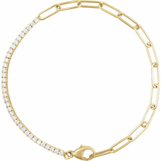 14K 1 CTW Natural Diamond Line 7" Bracelet