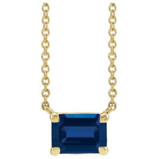 14K Yellow Lab-Grown Blue Sapphire 18" Necklace