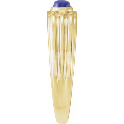 14K Yellow 5x3 mm Oval Natural Lapis Cabochon Ring