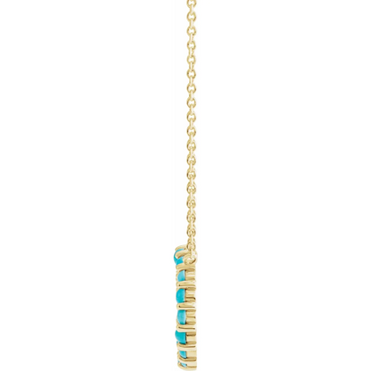 14K Yellow Natural Turquoise Circle Cabochon 18" Necklace
