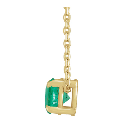 14K Yellow 4 mm Lab-Grown Emerald 16-18" Necklace