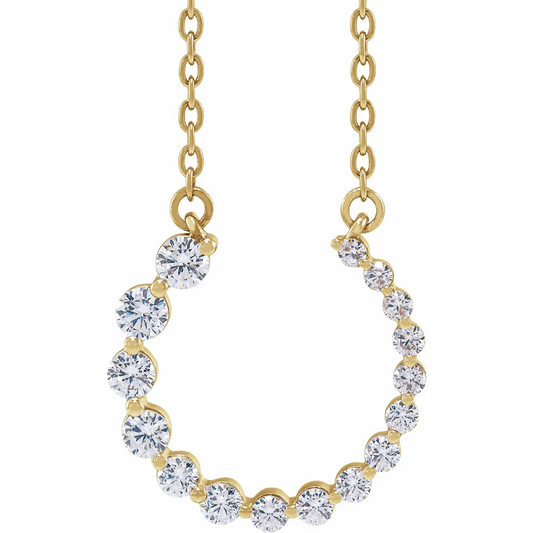 14K 3/8 CTW Diamond Graduated Circle 16-18" Necklace