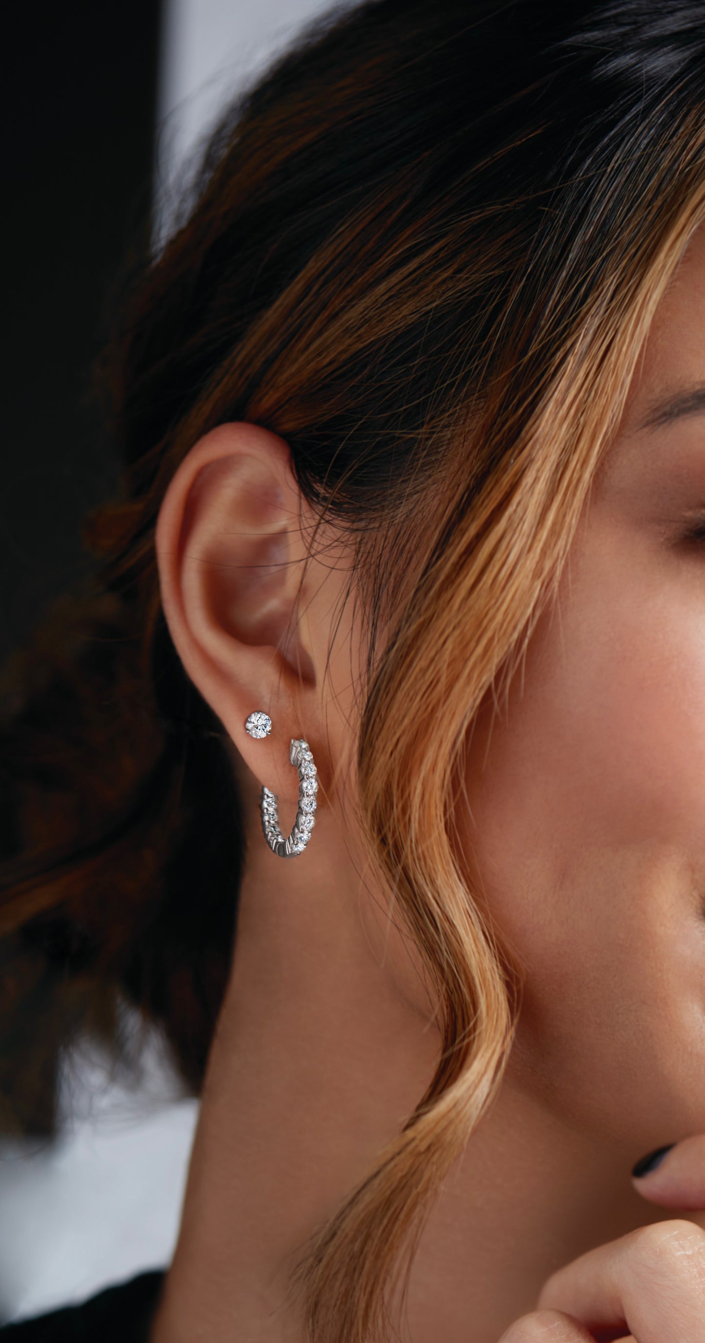 3 CTW Diamond Inside-Outside Hoop Earrings